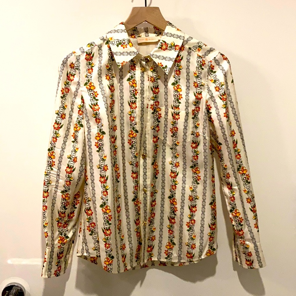 Tory Burch Gemini link rose blouse